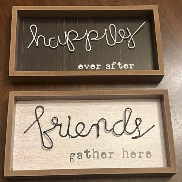 unbranded Other - Brown and White Wall Decor Set - Happily Ever After & Friends Gather Here